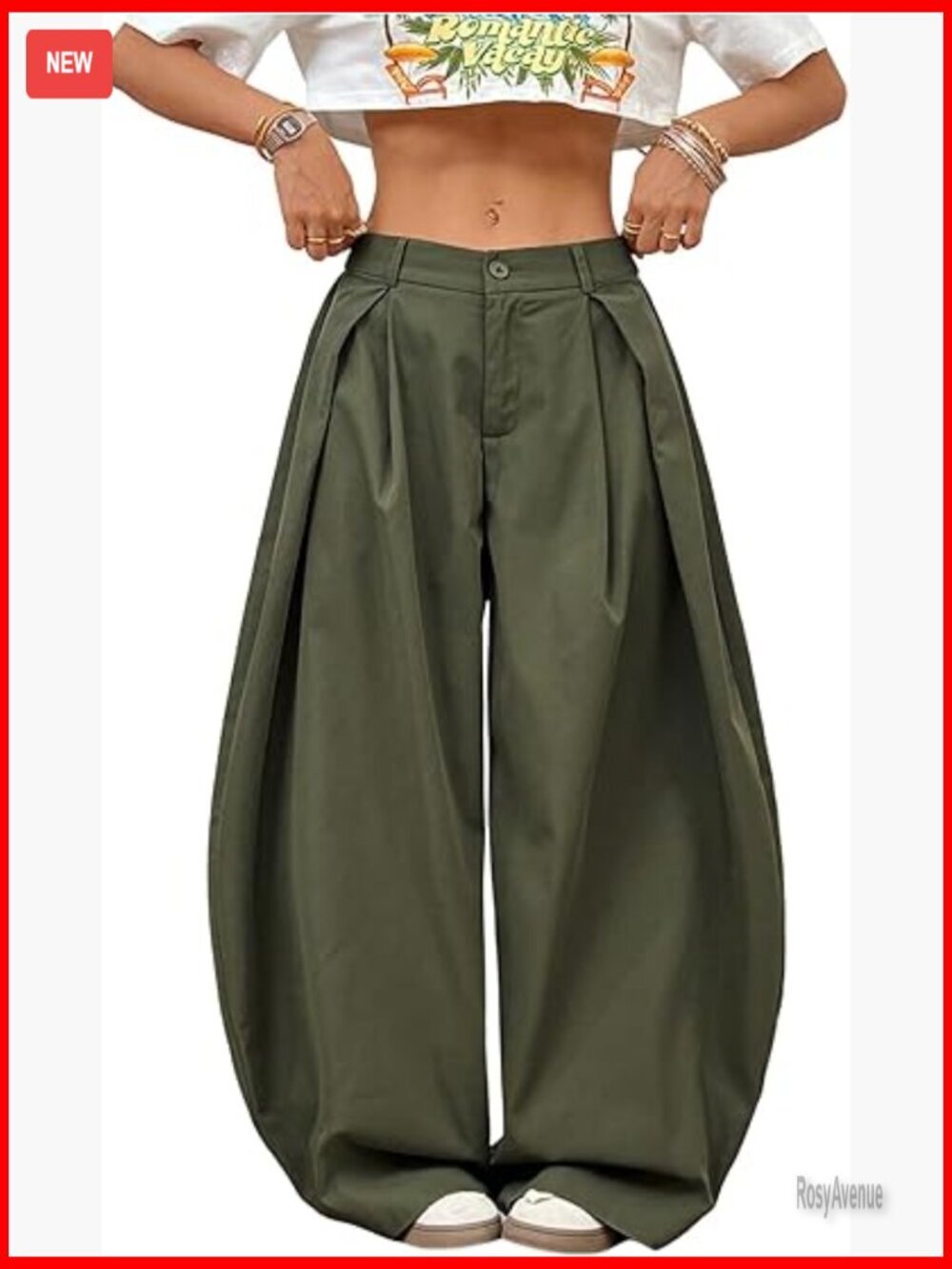 Low Rise Pleated Barrel Cargo Wide Leg Trousers Business Casual